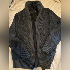 LL Bean Signature Shawl Collar Sweater, Men’s L, Dark Grey